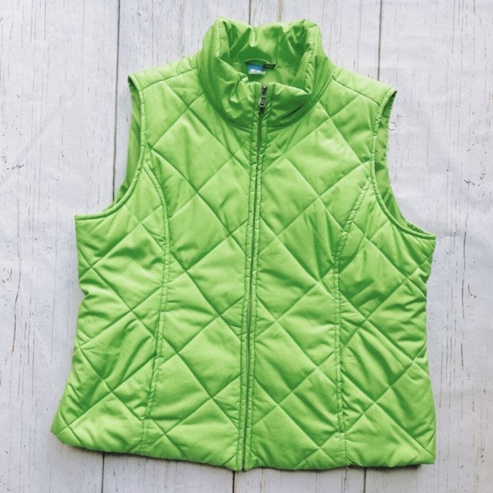 SJB Active Women’s Full Zip Quilted Mock Neck Green Vest Size XL